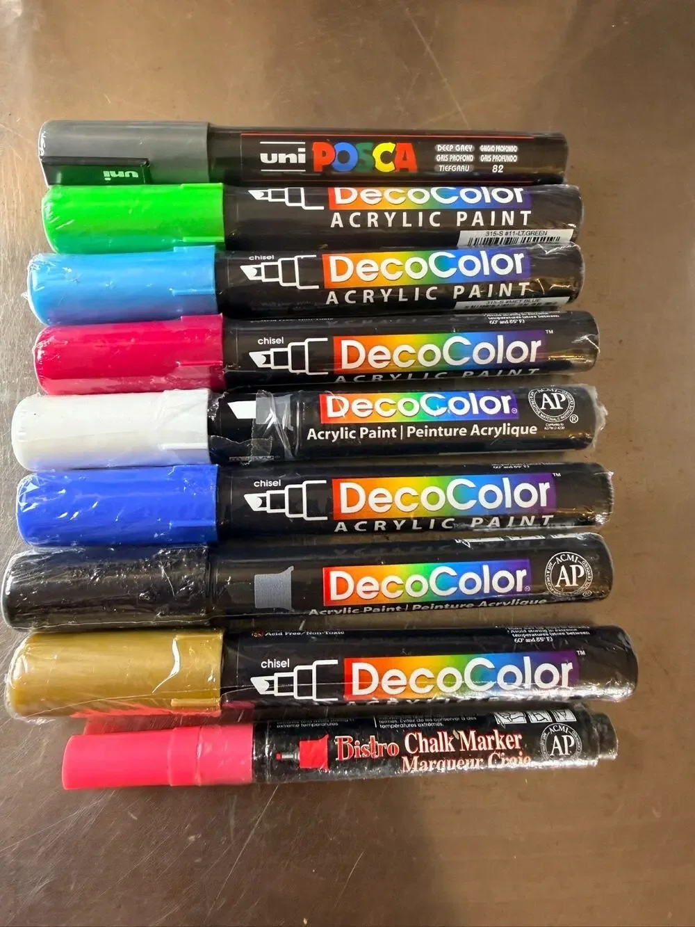 Lot of 9 Paint Markers DecoColor Acrylic Uni POSCA Bistro Chalk Assorted Colors